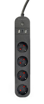 EAN 8716309128407 - Gembird TSL-PS-S4U-01 regleta inteligente 4 salidas AC Tipo E 1,5 m 3 3680 W Negro imagen 1