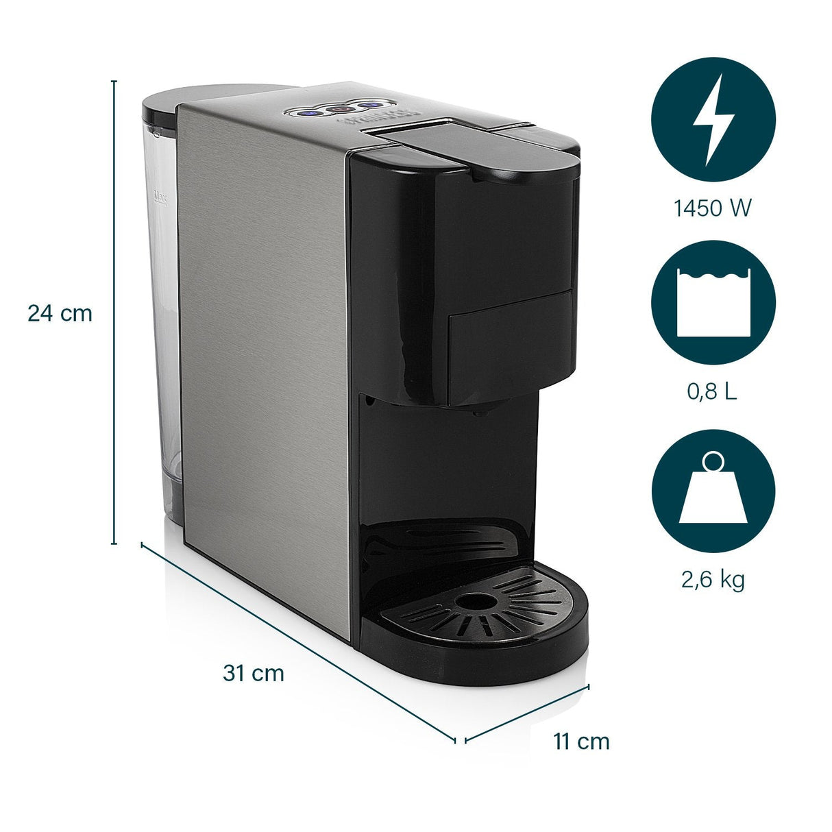 Cafetera Princess 01.249450.01.001  Multicápsula 4 En 1