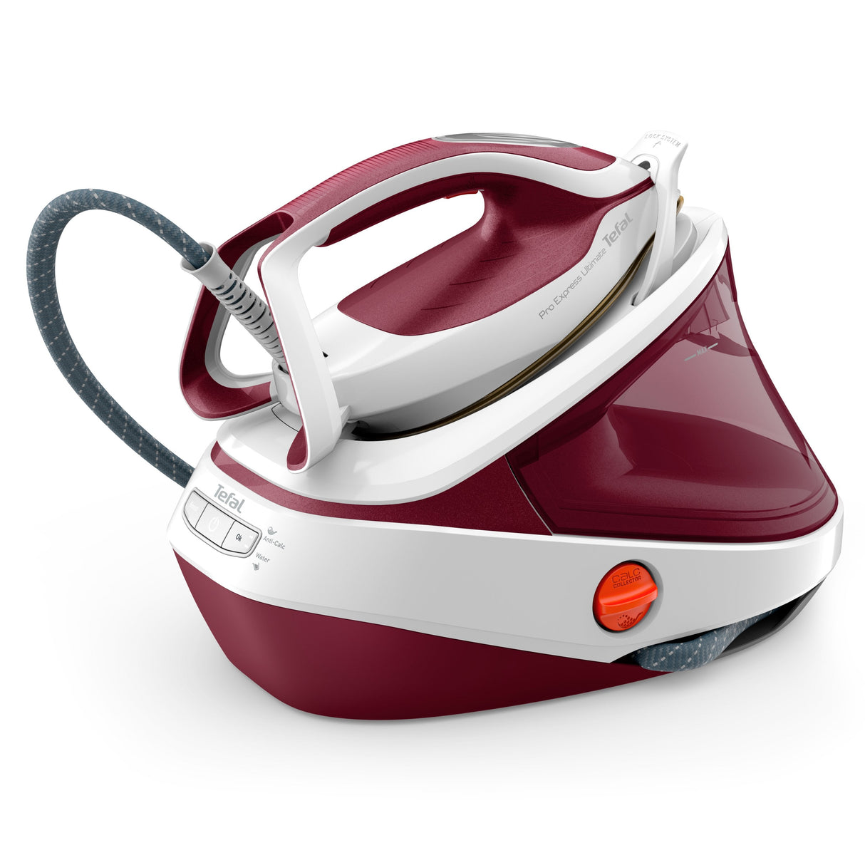 Estación De  Plancha Al Vapor Tefal Pro Express Ultimate Ii Gv9711e0  3000 W 1,2 L Durilium Airglide Soleplate Rojo, Blanco