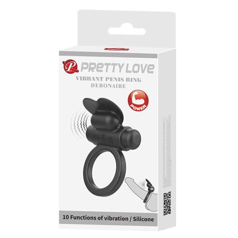 Pretty Love - Debonaire Anillo Vibrador Conejo 10 Vibraciones Negro