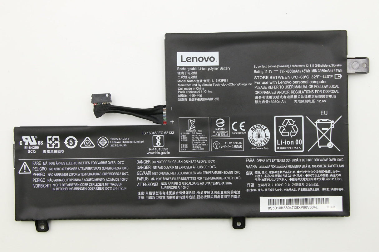 3 Cell Battery - 5b10k88047, Battery, Lenovo - Warranty: 3m