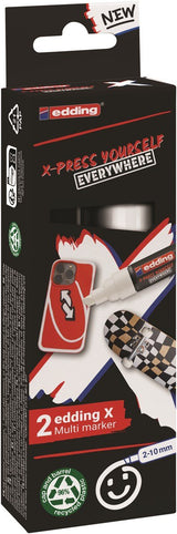 Edding X 6900 Pack De 2 Rotuladores Multisuperficie Permanentes De Tinta Opaca - Punta Biselada Con Trazo 2-10mm -