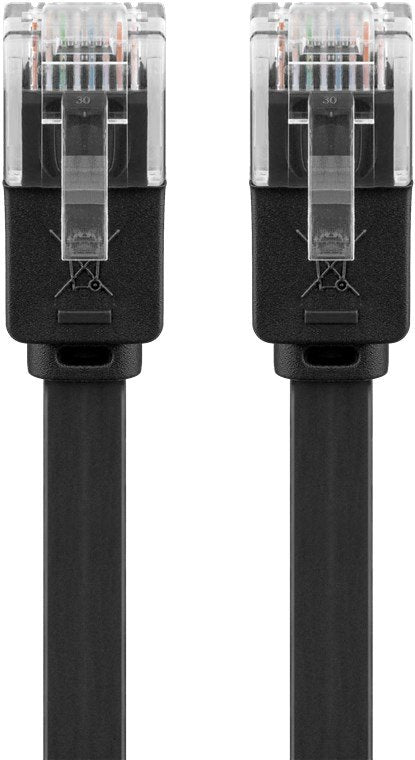 Cable Goobay Con Conector Rj45 > Conector Rj45 Cat.6 U/Utp Negro, 2 Metros, Cable Plano 95384