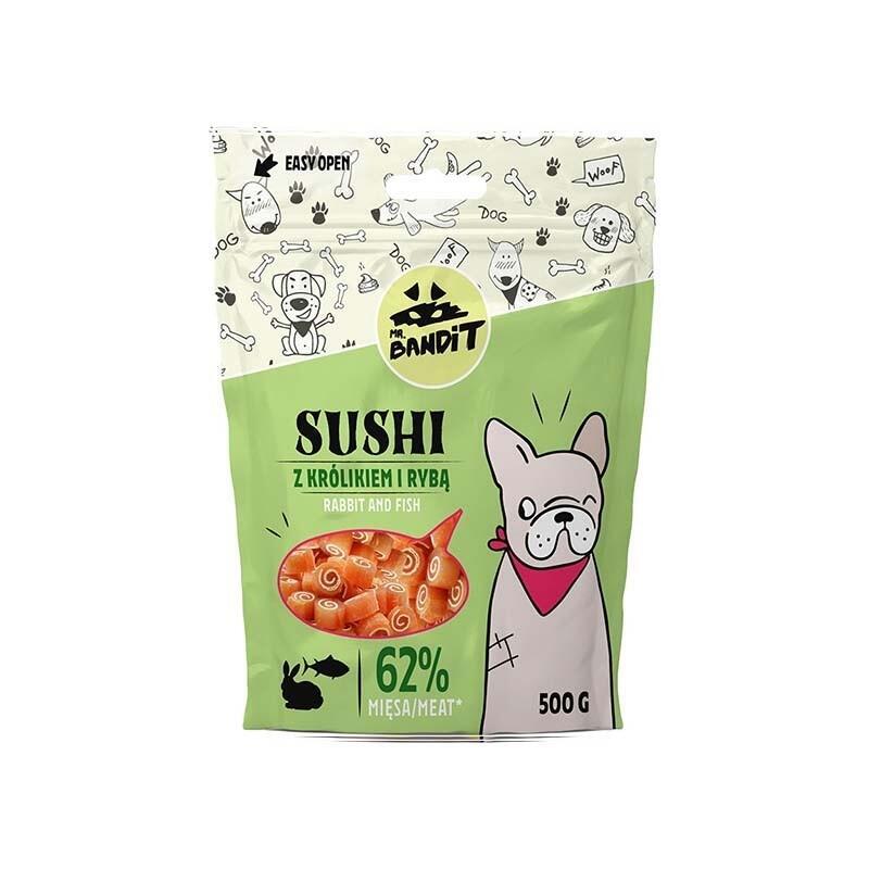 Delicia Para Perros Señor. Bandit Sushi Con Conejo Y Pescado  500 G