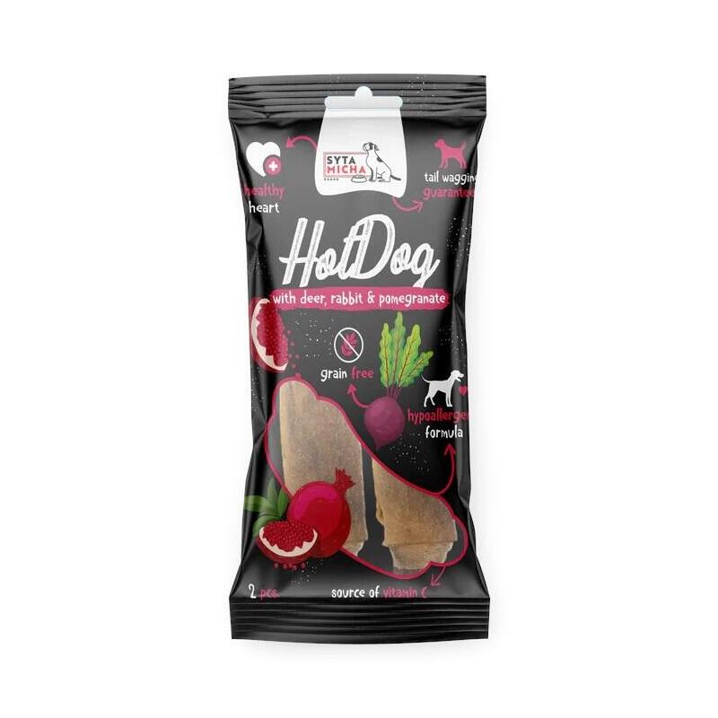Delicia Para Perros Syta Micha Hot Dog Masticable Conejo Con Granada En Piel De Ciervo  2 Uds.