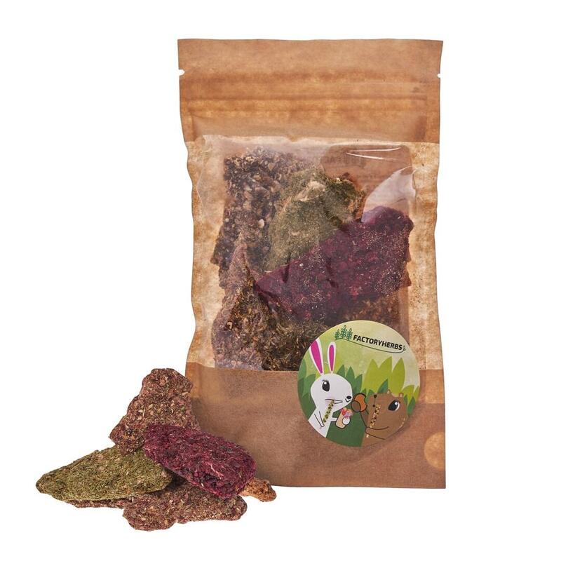 Delicia Para Roedores Y Conejos Factoryherbs Chips De Abedul Con Hierbas Y Verduras  50g