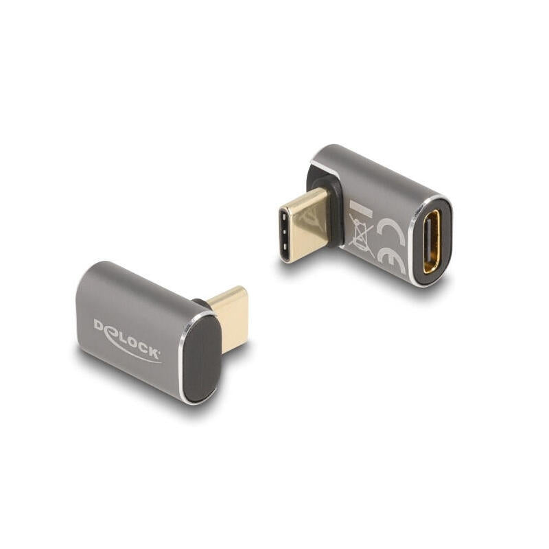 Delock 60054 Usb Adaptador 40 Gbps Usb Type-C Pd 3.0 100 W Macho A Puerto Hembra Sesgado 8k 60 Hz Metal