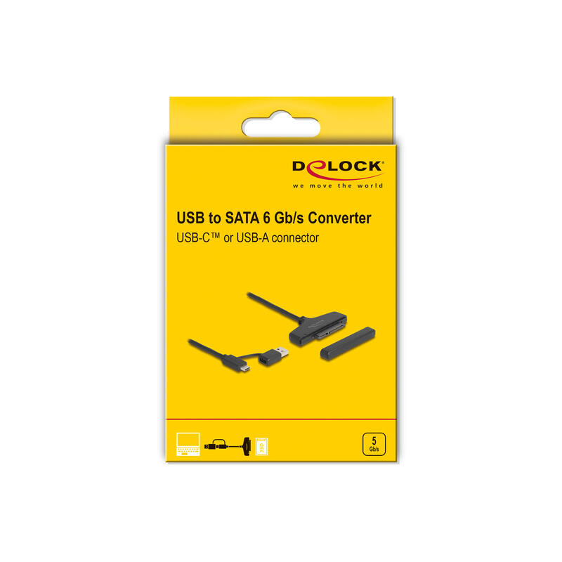Delock 61042 Convertidor De Usb A Sata 6 Gb/S Con Conector Usb Type-C O Usb Tipa-A