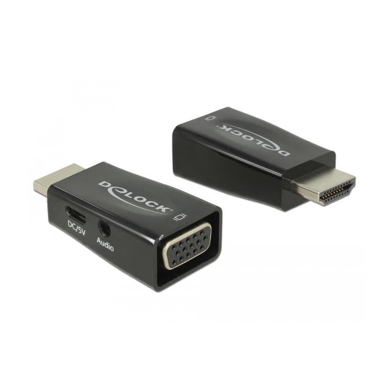 Delock 65901 Adaptador De Cable Hdmi A Vga & 3.5 Mm Audio Negro
