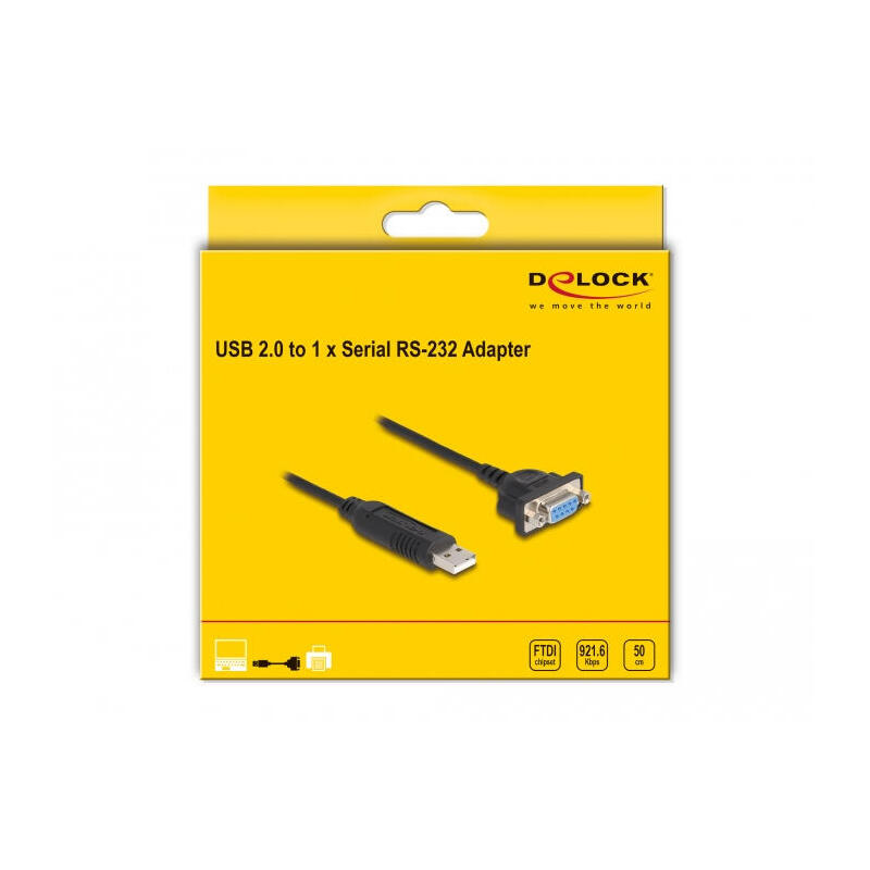Delock 66453 Cable Usb 2.0 A Rs-232 Con Carcasa De Conector Serial Compacta 50 Cm Ftdi