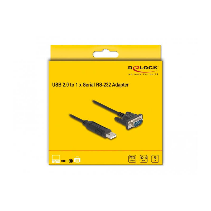 Delock 66461 Cable Usb 2.0 A Rs-232 Con Carcasa De Conector Serial Compacta 50 Cm Ftdi