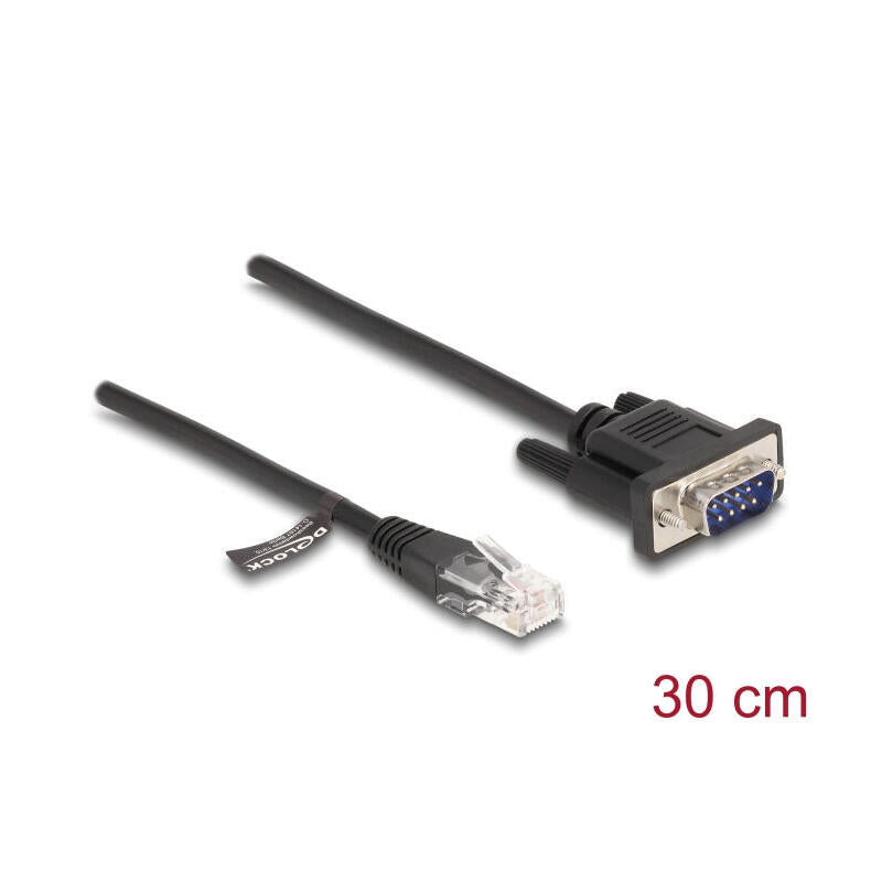 Delock 88008 Cable Rj45 Macho A Serial Rs-232 D-Sub 9 Macho 30 Cm Negro