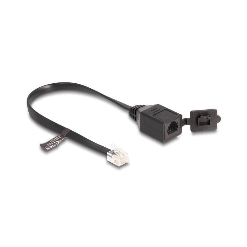 Delock 88009 Cable Rj12 Macho A Rj12 Hembra Con Tapa Protectora 20 Cm Negro