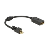 Delock Adaptercable Mini Displayport 1.2 Stecker Mit Schraube >Displayport Buchse 25cm Schwarz 4k