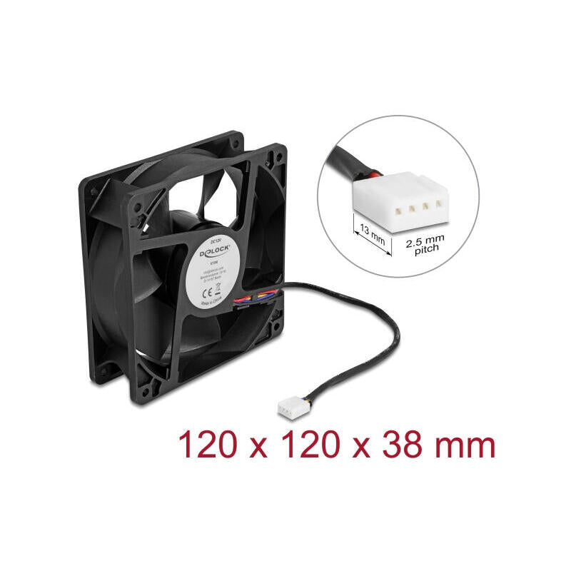 Delock Axiallüfter 12 V Dc, 120 X 120 X 38 Mm Negro