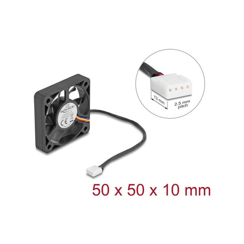 Delock Axiallüfter 12 V Dc, 50 X 50 X 10 Mm Negro
