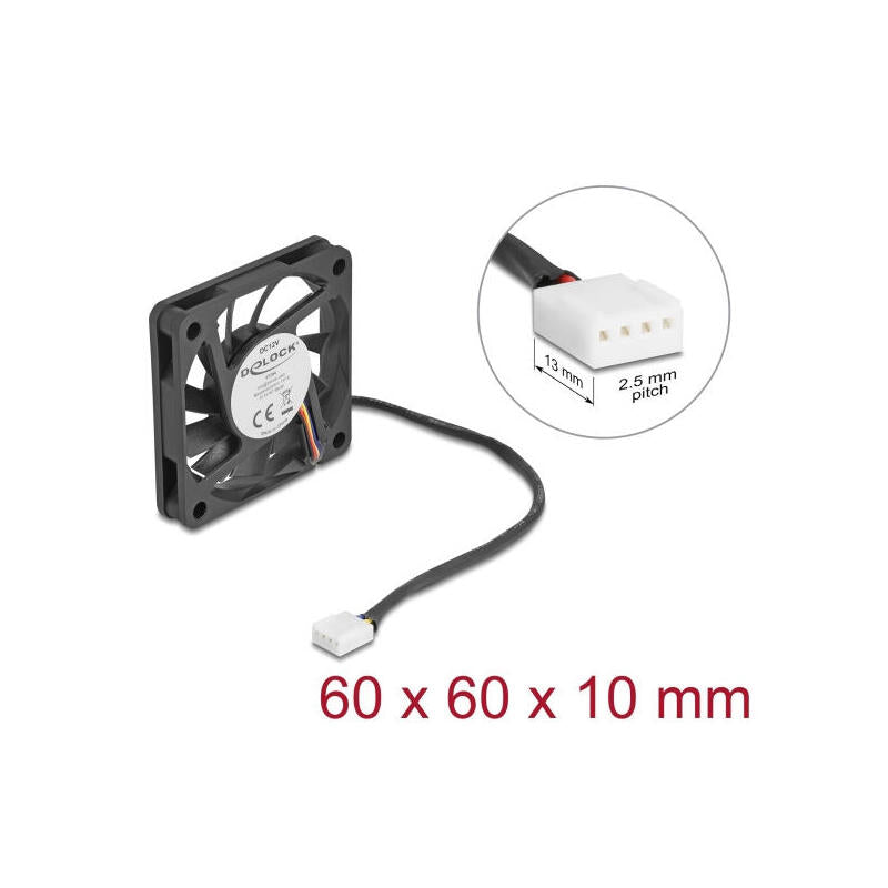 Delock Axiallüfter 12 V Dc, 60 X 60 X 10 Mm Negro
