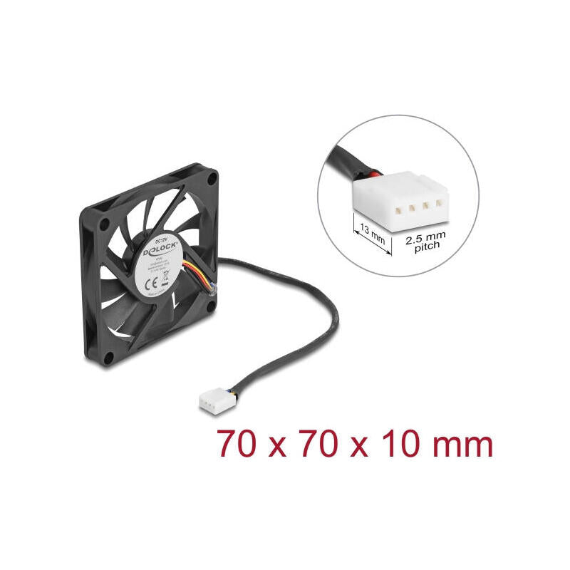 Delock Axiallüfter 12 V Dc, 70 X 70 X 10 Mm Negro
