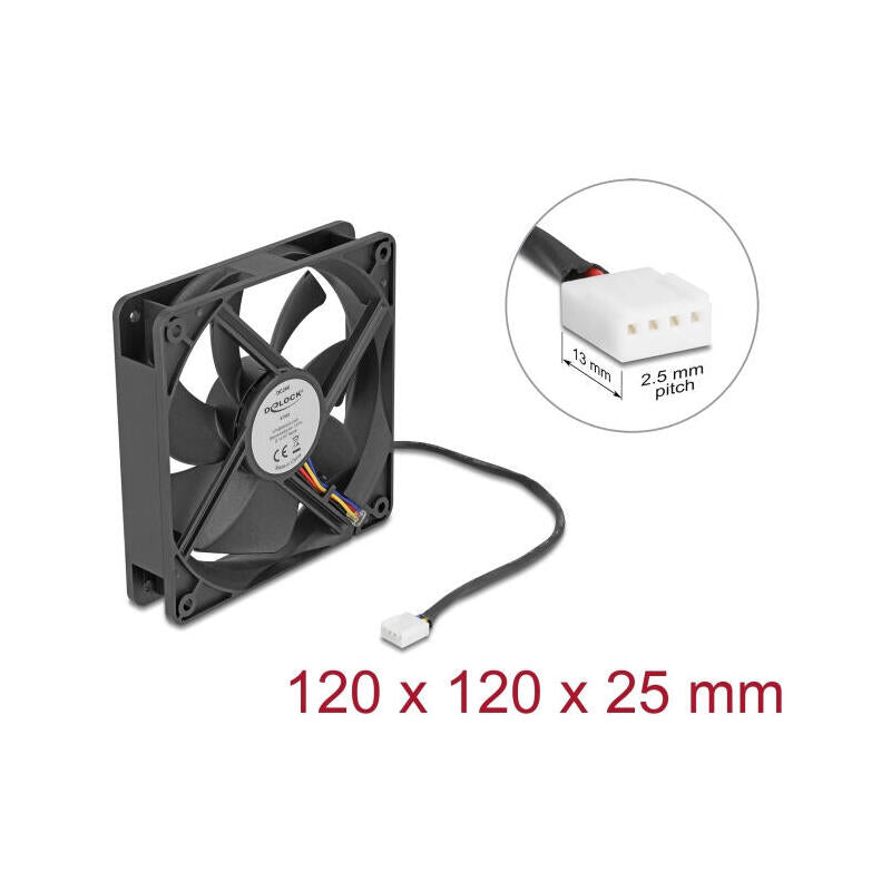 Delock Axiallüfter 24 V Dc, 120 X 120 X 25 Mm Negro