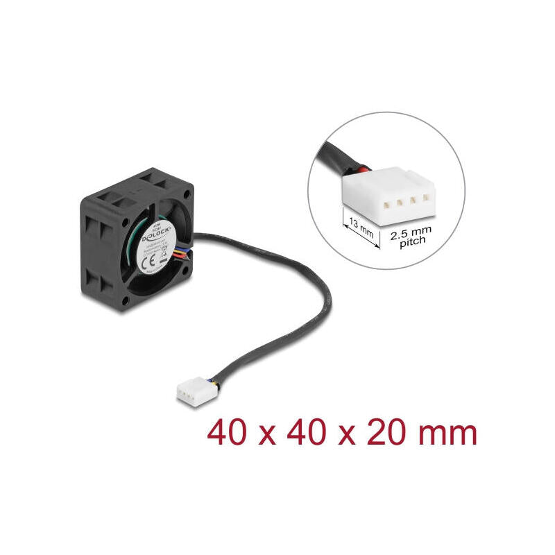 Delock Axiallüfter 24 V Dc, 40 X 40 X 20 Mm Negro