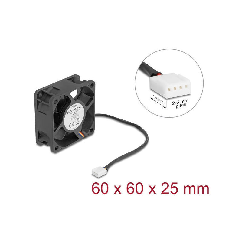 Delock Axiallüfter 24 V Dc, 60 X 60 X 25 Mm Negro
