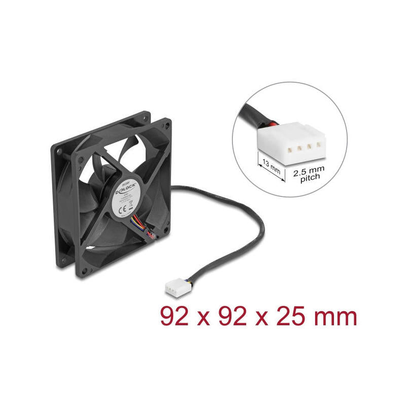 Delock Axiallüfter 24 V Dc, 92 X 92 X 25 Mm Negro