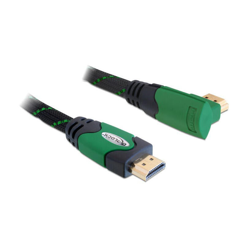 Delock Cable Hdmi A Macho > Hdmi A Macho Angular 4k 3 M Negro/Verde