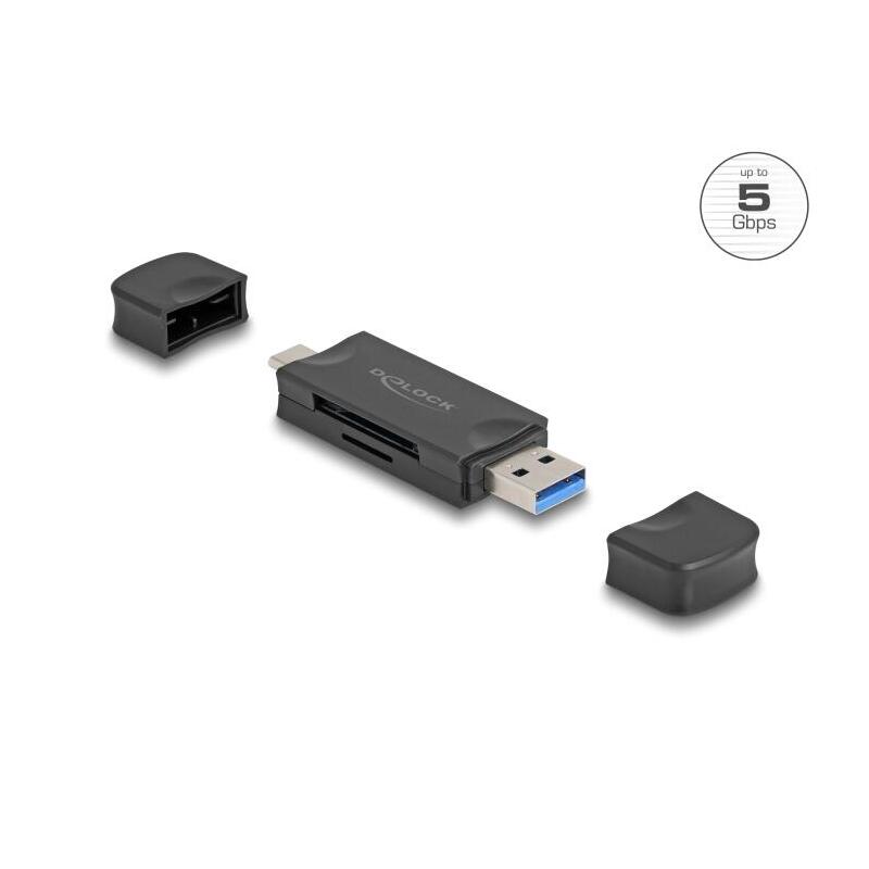 Delock Card Reader Usb 5 Gbps Usb Tipo-C / Typ-A Para Sd Y Micro Sd