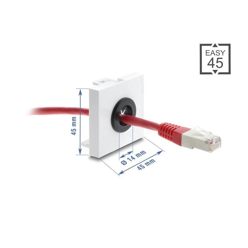 Delock Easy 45 Kabeldurchführung Rund Ø 14 Mm Blanco / Negro