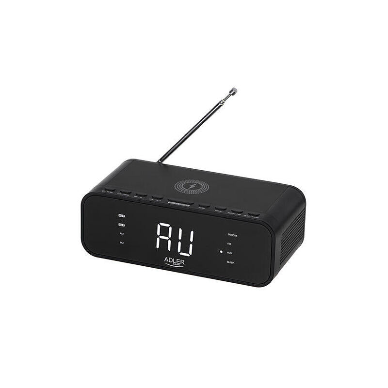 Despertador Adler Ad 1192b Alarm Clock With Wireless Charger, Black