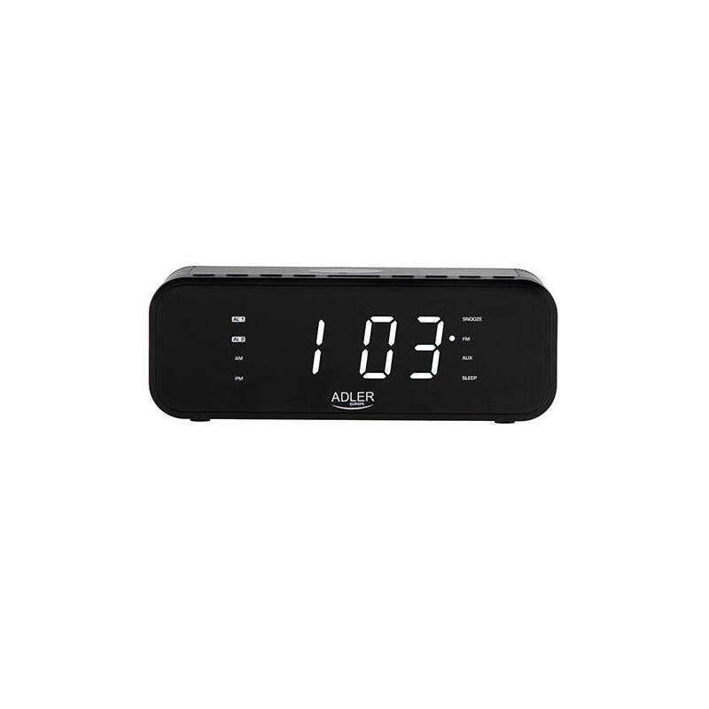 Despertador Adler Ad 1192b Alarm Clock With Wireless Charger, Black