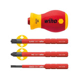 Destornillador Wiha Con Juego De Portapuntas Softfinish Electric Slimvario, 4 Piezas Rojo/Amarillo, Rechoncho Con Slimbits