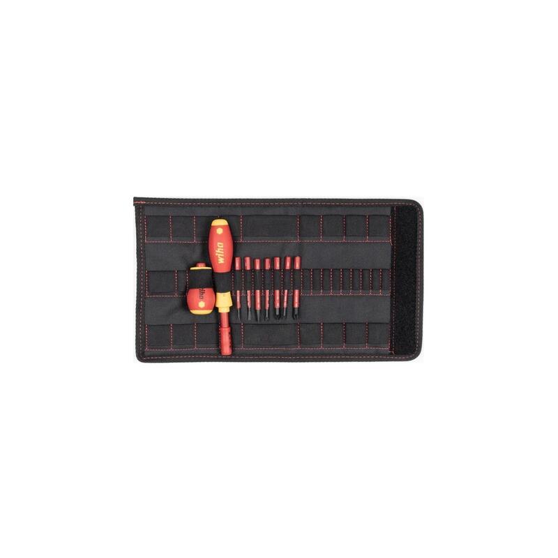Destornillador Wiha Con Portapuntas Electric Slimvario Rojo/Amarillo, 9 Piezas, Con Slimbits Y Stubby 41233