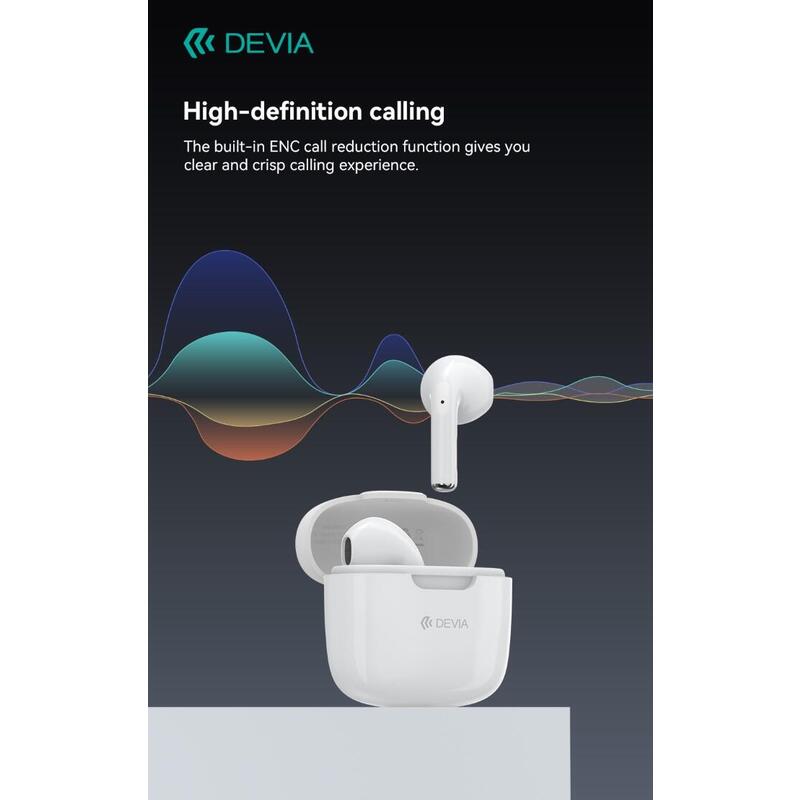 Devia Tws-K1 Bluetooth 5.3 Em057 Earphones White