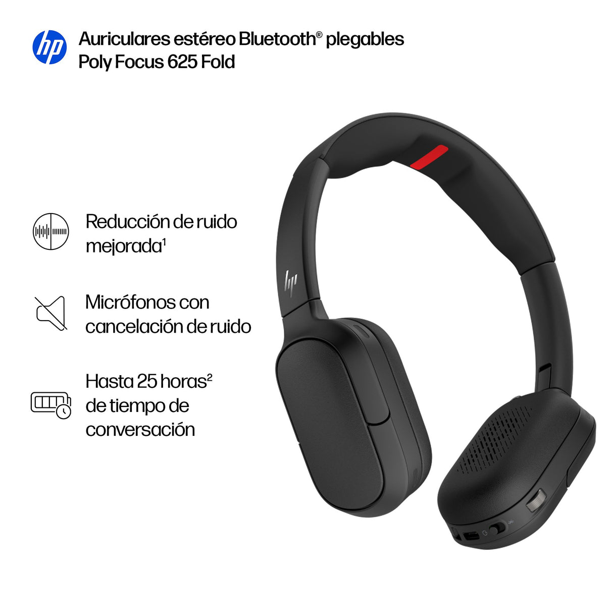 EAN 0199485857916 - HP Poly Focus 625 Stereo Bluetooth Headset Inalámbrico Diadema Negro imagen 8