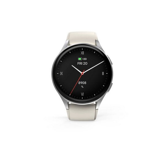 Smartwatch Hama 8900, Gps, Amoled 1.3, Srebrna Koperta, Bezowy Pasek Silikonowy