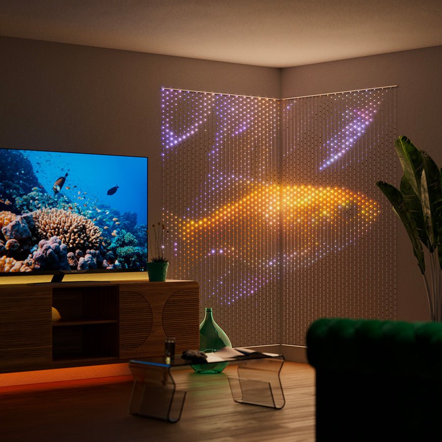 Twinkly Matrix - 500 Luces Led Rgb En Forma De Perlas, Cable Transparente, 1.7x7.8ft Enchufe Tipo F