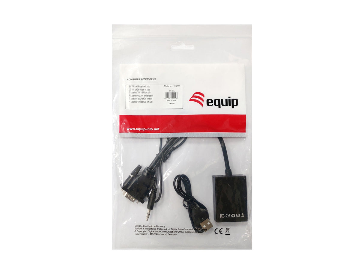 Equip Adaptador Vga Macho A Hdmi Hembra Con Audio Jack 3.5 119038