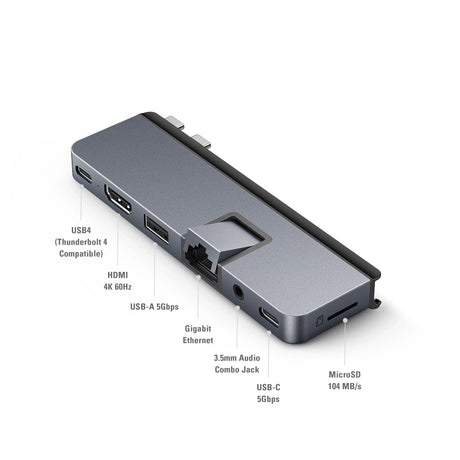 EAN 6941921148225 - HYPER DUO PRO 7-in-2 USB-C Hub USB Tipo C 104 Mbit/s Gris imagen 8