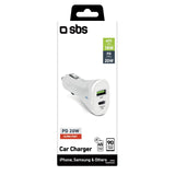 Cargador Coche Sbs 1xtype-C Pd 20w Output + 1xusb 2.1 A Blanco Para Iphone