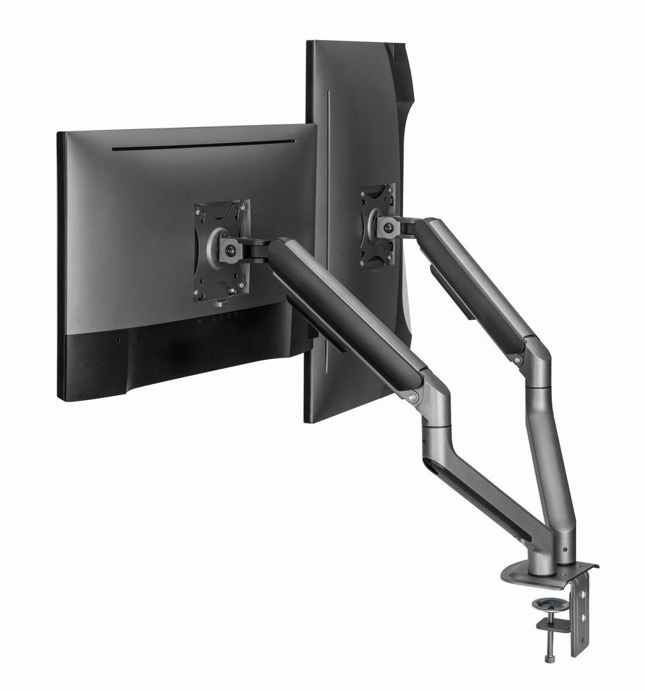Gembird Desk Mounted Adjustable Double Monitor Arm Space Grey