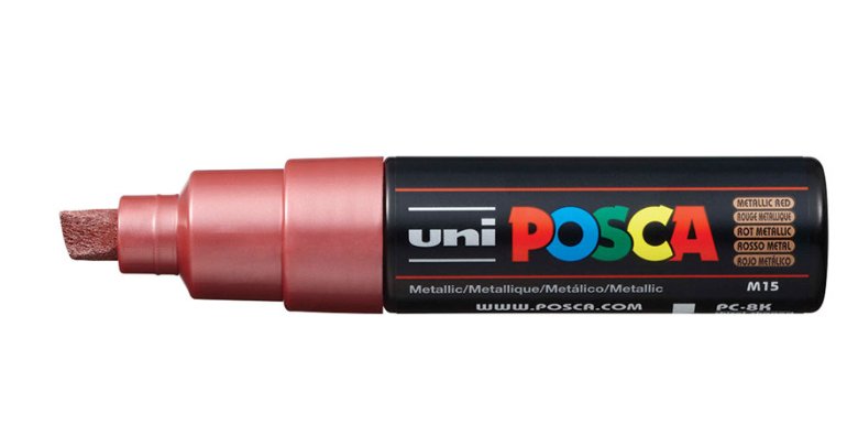 Posca Marcador  Pc-8k No Permanente Punta Biselada 8.0mm Rojo Metálico