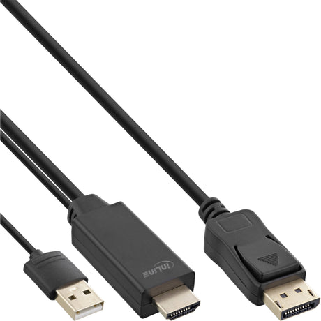 EAN 4043718292622 - InLine 17163P adaptador de cable de vídeo 3 m DisplayPort HDMI + USB Negro imagen 1