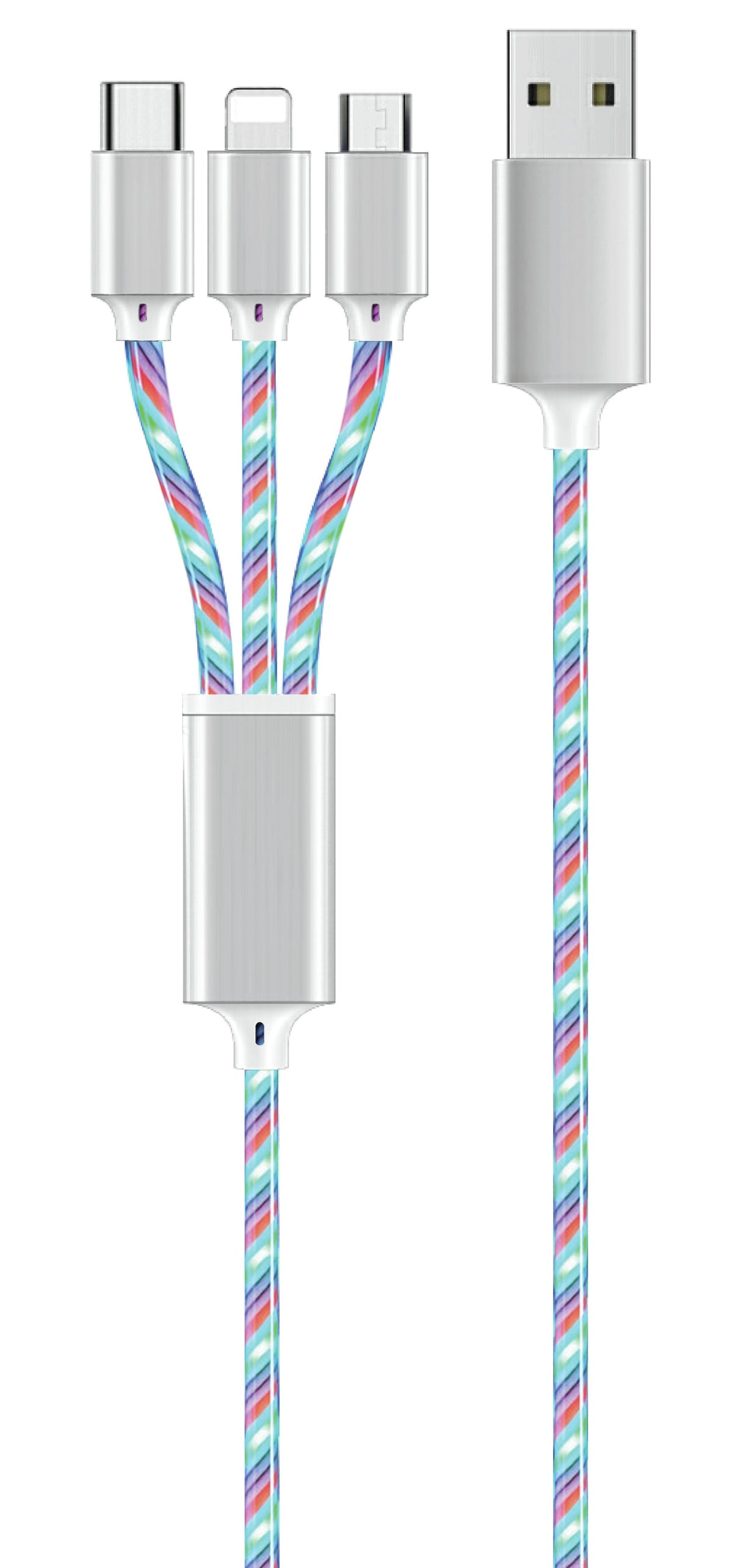 2go 3in1 Usb Led Cable Azul 150cm Micro-Usb