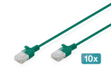 Cat 6 U-Utp Slim Cable De Red, 3 M, Grün, 10 Stück