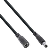 Cable De Extensión De Cc Inline, Enchufe De Cc Macho/Hembra 5,5x2,5 Mm, Awg 18, Negro, 2 M