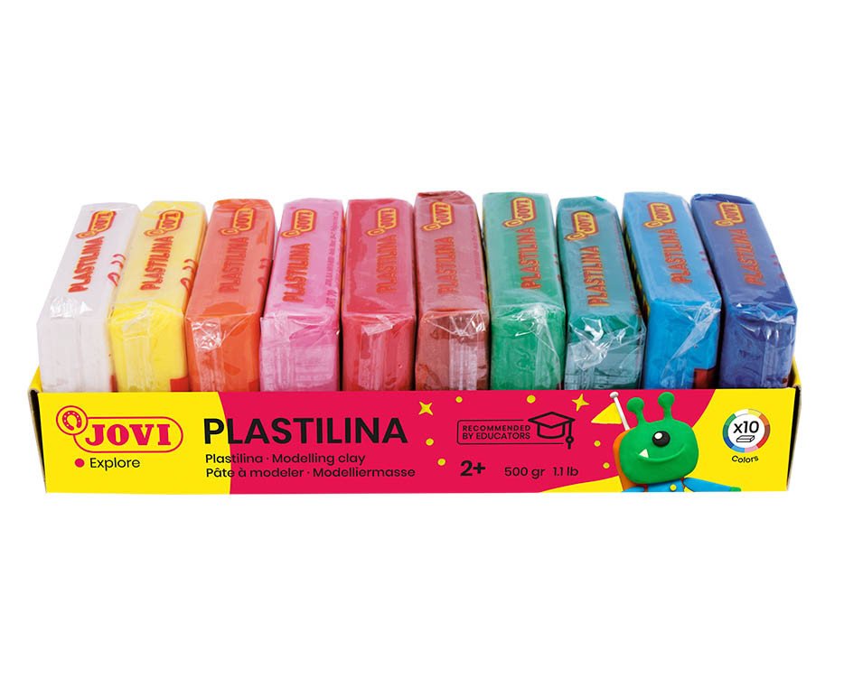 Jovi Pack De 10 Pastillas De Plastilina 50gr - 100% Vegetal - Muy Moldeable - No Se Seca - Colores Mezclables - Colores