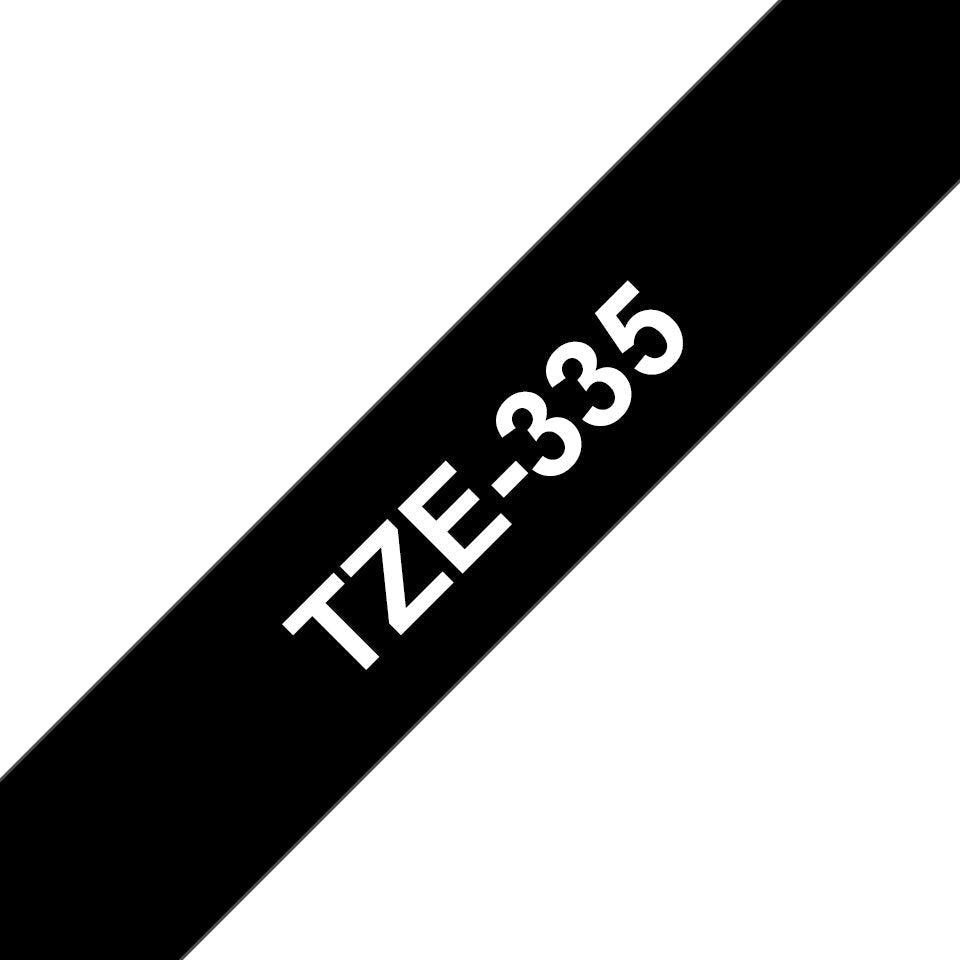 Brother Cinta Mecanográfico Blanco Sobre Negro Tze-335 Tz-335 12 Mm X 8 M, Laminado