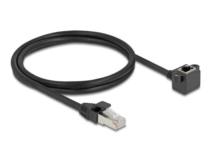 Netzwerk Verlängerungscable Rj45 Stecker Zu Rj45 Buchse 90° Gewinkelt Cat.6 F Utp 1 M Schwarz
