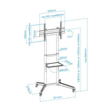 Tooq Ramses Soporte De Suelo Con Ruedas Para Pantallas 37" A 70" - Bloqueo De Ruedas - Estante - Gestion De Cables -